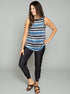 The Tie Back Tank - Black Stripe / Black